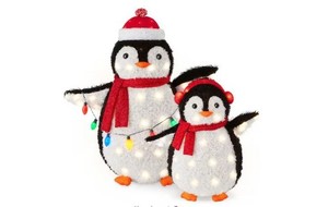 3 FT LED LIGHTED CHRISTMAS PENGUINS SCULPTURE YARD OUTDOOR DECORATION