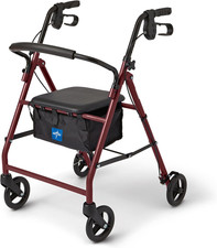 Medline Steel Rollator Walker for Adult Mobility Impairment, Burgundy, 350 lb