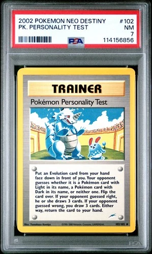2002 POKEMON NEO DESTINY #102 POKEMON PERSONALITY TEST PSA 7