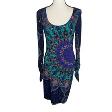 INC International Concepts Women’s Small Dress Black Long Sleeve Studded Stretch