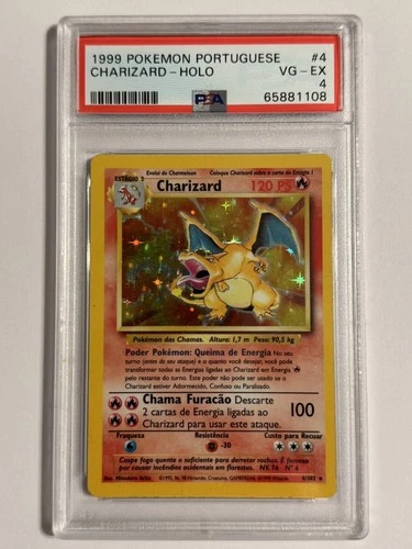1999 Pokemon Set Unlimited Charizard Portuguese Holo 4/102 PSA 4