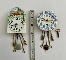 Pair Of 1950’s Wintermantel German Enamel Face Wind Up Mini Clocks Both Work