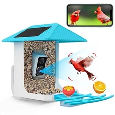  2.5K Smart Bird Feeder with Camera, 5G &2.4G WiFi, Solar Video Birds Blue