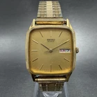 Seiko Tank Watch Men 29mm Champagne Dial Gold Tone Daydate 6533-5090 New Battery
