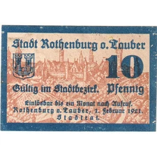 [#291859] Germany, Rothenburg, 10 Pfennig, 1921-02-01, UNC