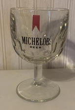 Vintage 1970’s Michelob 6” Thumbprint Heavy Thick Glass Beer Goblet