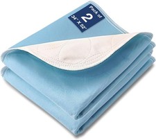 2 Packs Reusable Incontinence Bed Pad, 34X52 Inch Washable Pee Pads, Waterproof