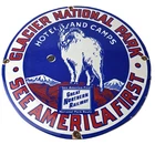 Vintage Glacier National Park Porcelain Sign - Goat Great Northern Sign