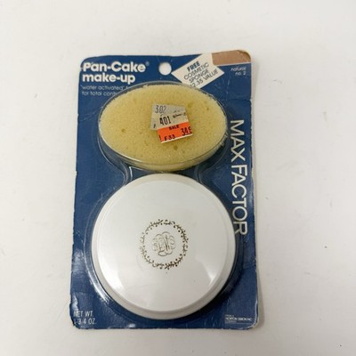 Vintage Max Factor Pan-Cake Make-Up Natural #2. 1-3/4 OZ  New in Box 1950s Prop