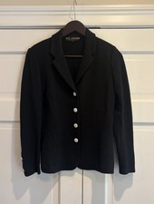 St. John Basics Santana Knit Black Jacket Silver Jeweled Buttons Sz 4 EUC