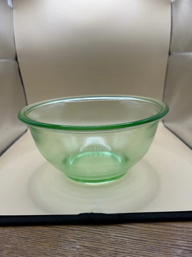 Vaseline Uranium Depression Glass 9" Mixing Bowl
