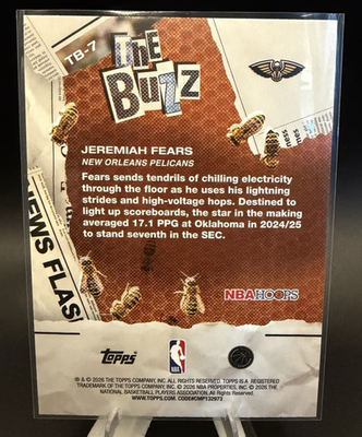 2025-26 Topps NBA Hoops Jeremiah Fears Rookie The Buzz Insert | eBay