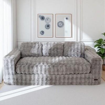 MAXYOYO 2/3 Seater Floor Sofa Bed,Bubbled Boneless Sofa with Pillows