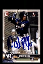 Signed Baseball Card Auto 2018 Bowman Draft #BD-19 Arbert Cipion Brewers
