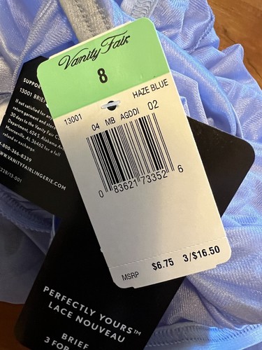 Vanity Fair Brief Panties Nylon Vintage 13001 Haze Blue Panty Granny NWT Size 8 - Picture 3 of 8