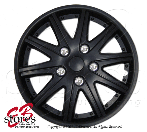 One Set (4pcs) of Matte Black 15 inch Rim Wheel Skin Cover Hubcap 15" Style#027 - Picture 1 of 4