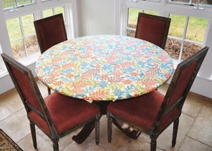 edged flannel backed botanical elastic patter fitted deluxe vinyl table