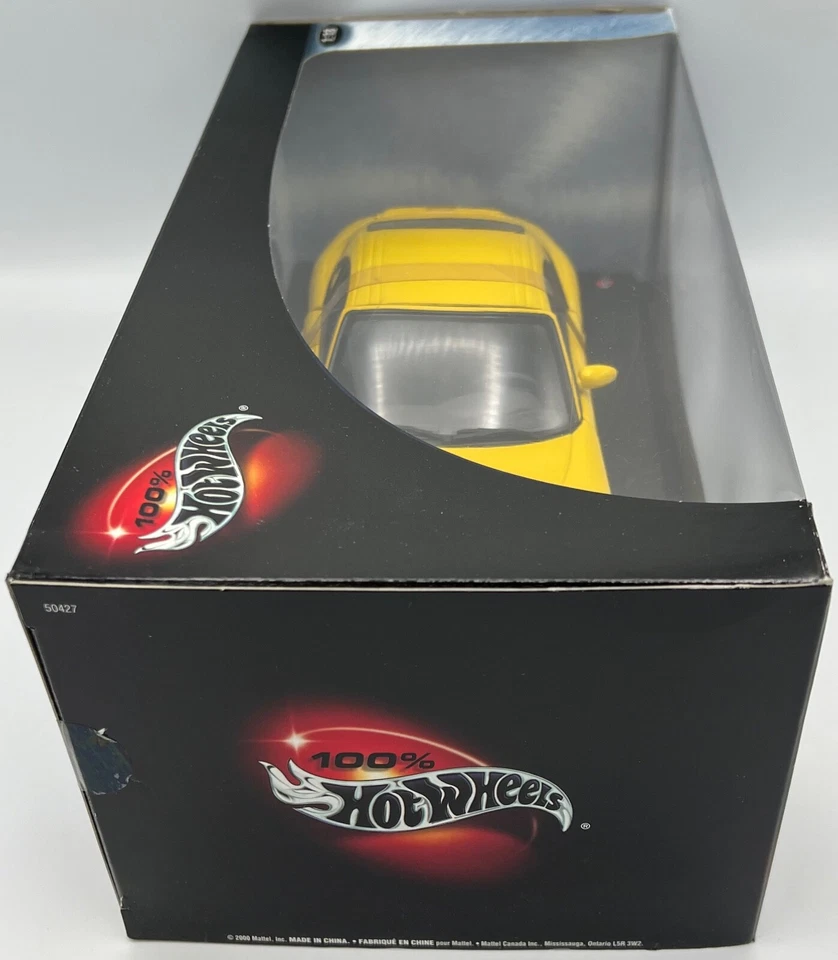 Hot Wheels Yellow Porsche 911 Carrera 1:18 Scale Diecast, 2000 - New in the Box - Image 4 of 4