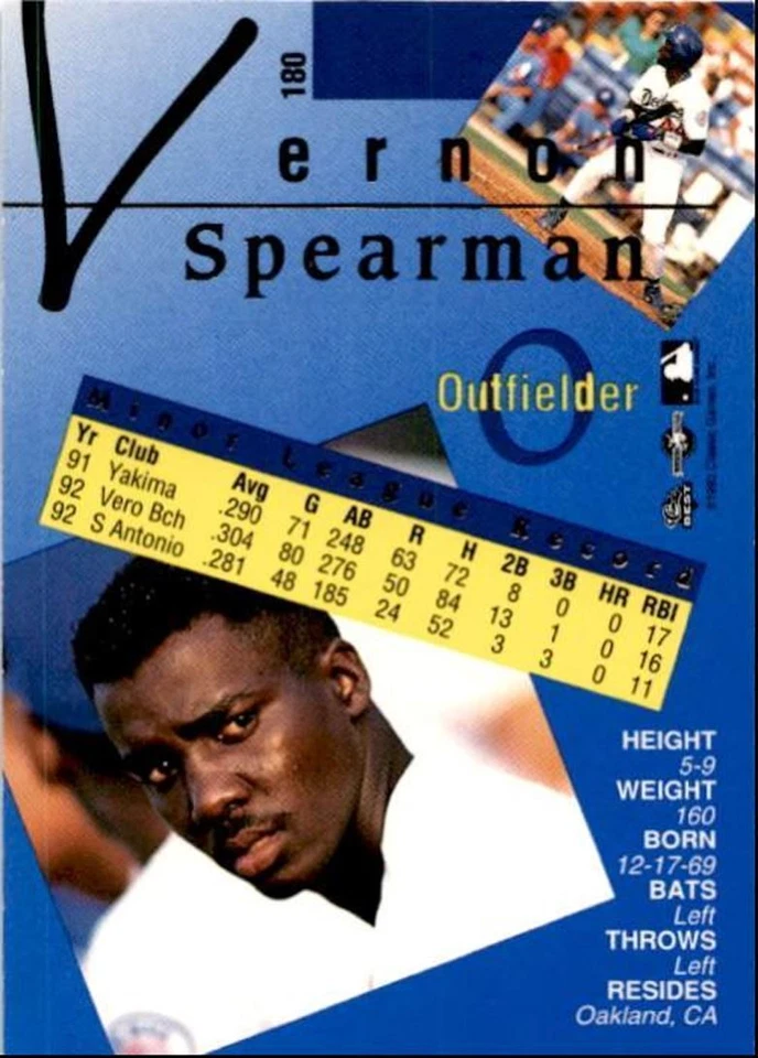1993 Classic Best Gold Vernon Spearman Vero Beach Dodgers #180 - Image 2 of 2