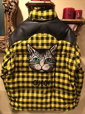 100 Authentic GUCCI Yellow And Black Down GUCCY Mystic Cat Jacket 3950 Tax