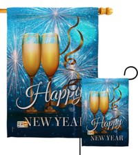 New Year Fireworks Garden Flag Winter Decorative Small Gift Yard House Banner