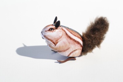 Jumping Squirrel Tin Toy