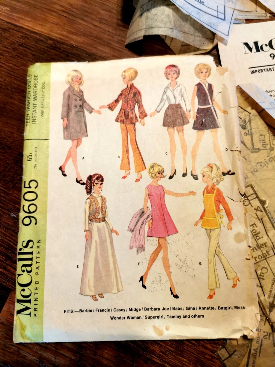 9605 McCalls Sewing Pattern Wardrobe Teen Fashion Doll Dress cut