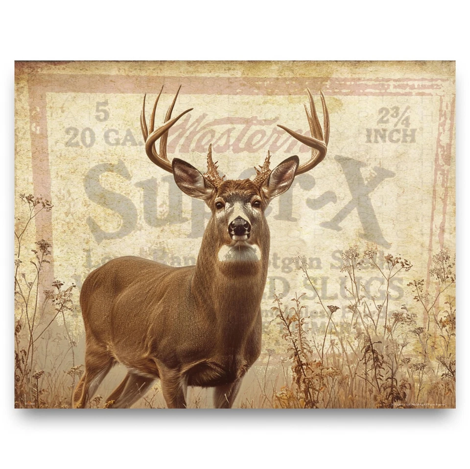 Vintage Winchester Shell Box Art Print Whitetail Deer Hunting Cabin Wall Decor - Image 2 of 4