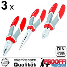 3-tlg Zangen Set Seitenschneider Kombizange Spitzzange Kabel Schneider Schere YT