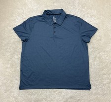 All In Motion Mens Size XXL Short Sleeve Blue Striped Polo Shirt