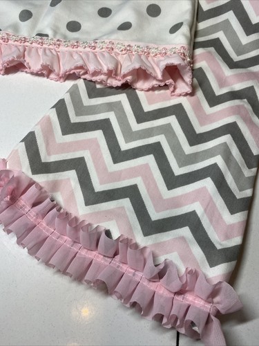 My Melty Boutique Girls Size 5 T Pink Gray Chevron Polka Dots Southern 2 Pcs Set - Picture 8 of 12