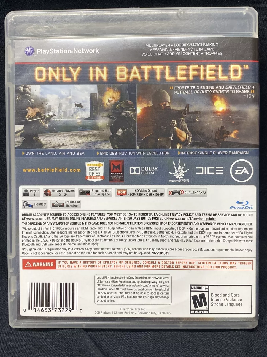 Battlefield 4 Sony PlayStation 3 Video Game PS3 492072408806