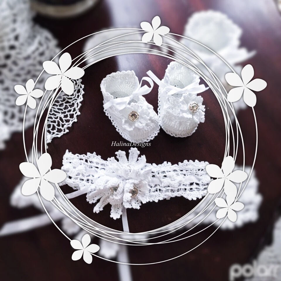 Floral And Scroll Crochet Christening Dress, Headband And Booties Pattern - Image 3 of 4