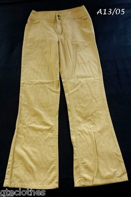 METROSTYLE NEW Khaki Modern Fit Flare-Leg Cotton Chino Pants 8T L34 QCO