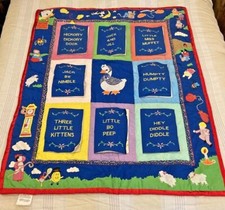 Quilt MOTHER GOOSE Nursery Rhyme Blanket w Dolls  Boston Museum MFA 1995  RARE