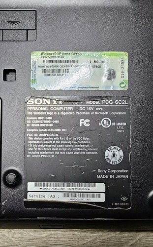 Sony Vaio PCG-6C2L Laptop Retro Computer (No Charger - Sold For PARTS ONLY) - 第 5/7 張圖片