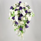 Artificial Wedding Flowers Silk Brides Shower Bouquet Purple Ivory Calla Lily