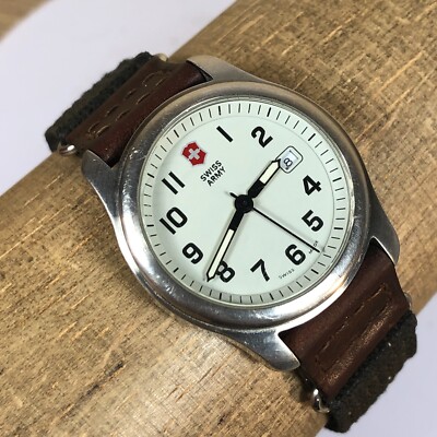 Vintage Victorinox Swiss Army Women White Dial Date Nylon Band