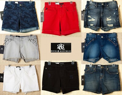 ROCK REPUBLIC Womens Denim Shorts Red White Blue Black