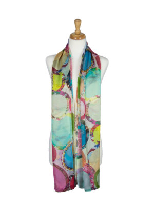 AamiraA Abstract Circle Mulberry Chiffon Silk Stole Women Scarf Free Shipping 