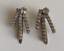 Vintage Rhinestone Silver Hair Clips Set of 2
