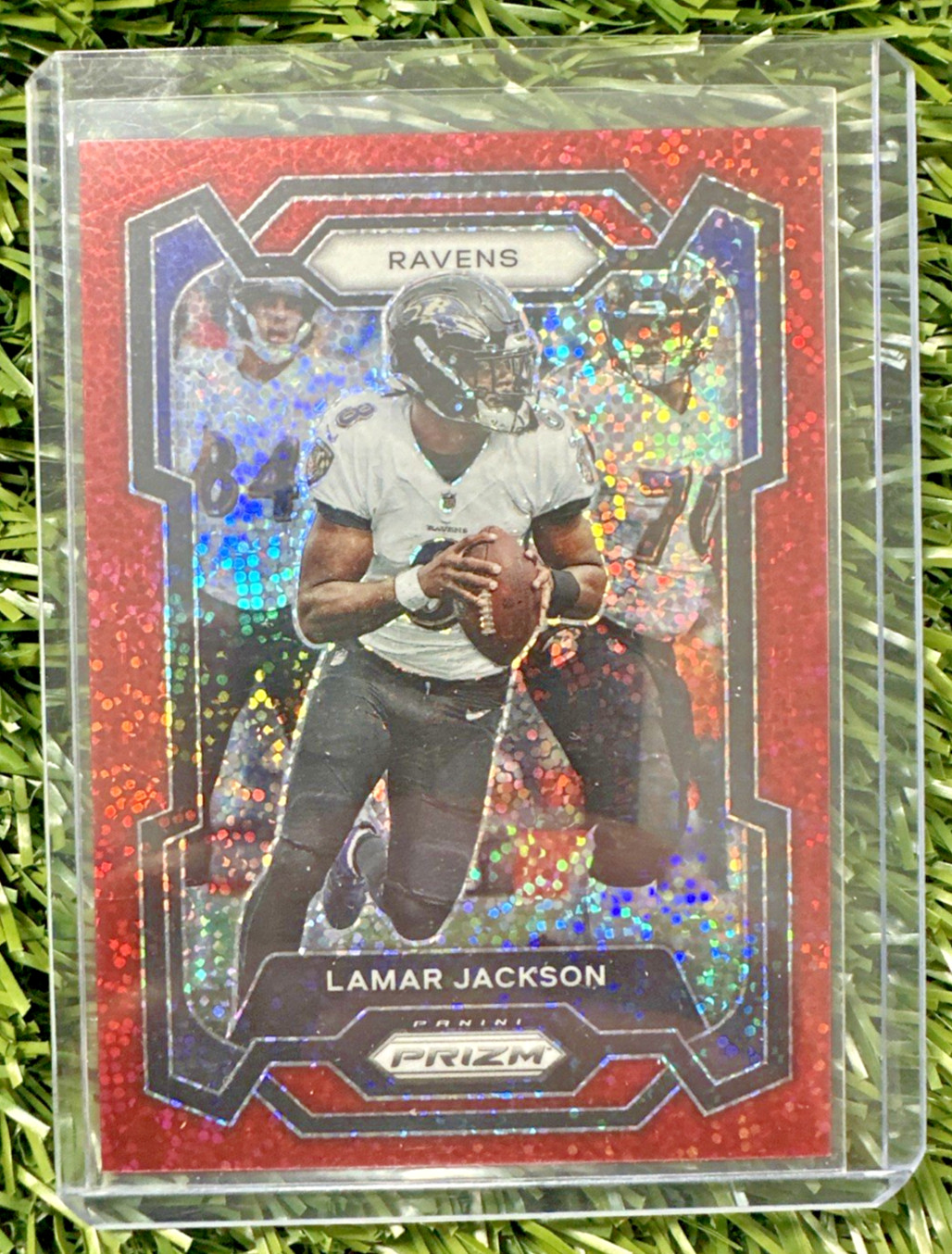 2023 Panini Prizm LAMAR JACKSON Red Sparkle Prizm Ravens #18