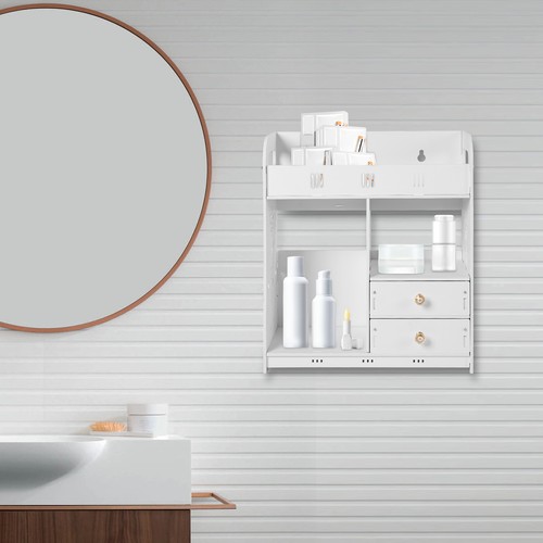 Zuhause Badezimmer Wandschrank Aufbewahrung Regal über WC mit 2 Schubladen Organizer - Bild 16 von 16
