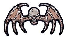 Skull With Demon Wings Iron On Embroidered Patch 4 1/4"X 2 1/2"