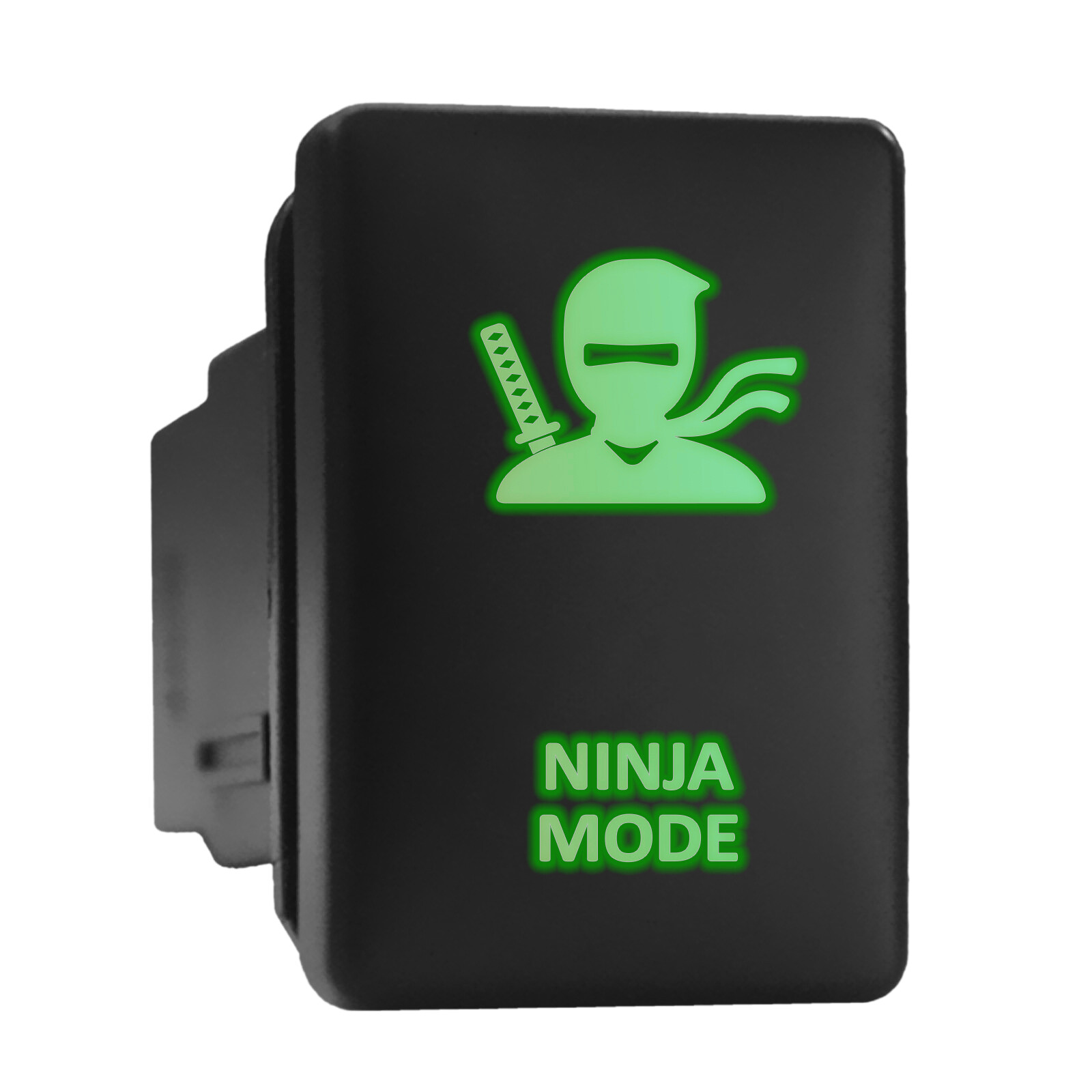 Ninja Mode Green Backlit Push-In Switch 1.28x0.87 Inch for Toyota