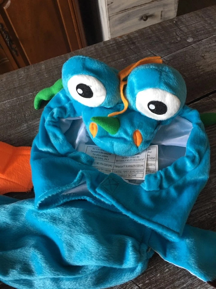 NUEVO CON ETIQUETAS UNISEX INFANTES DRAGÓN AZUL DISFRAZ HALLOWEEN CON ZAPATOS Y FUNDAS PARA LA CABEZA TALLA 6/12M Foto 4 de 4