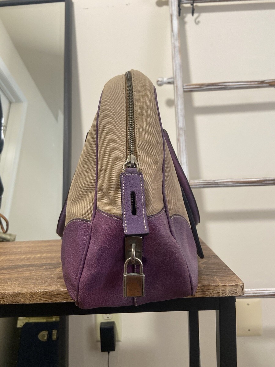 Prada Faded Vintage Purple Cinghiale Canapa Canvas Bauletto Prada Faded Vintage Purple Cinghiale Canapa Canvas Bauletto
