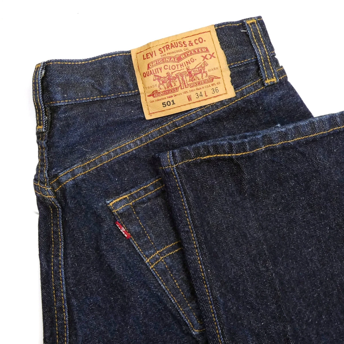 Vintage LEVI S 501 Dark Indigo Red Tab Jeans 34x36 Non Selvedge Made in USA
