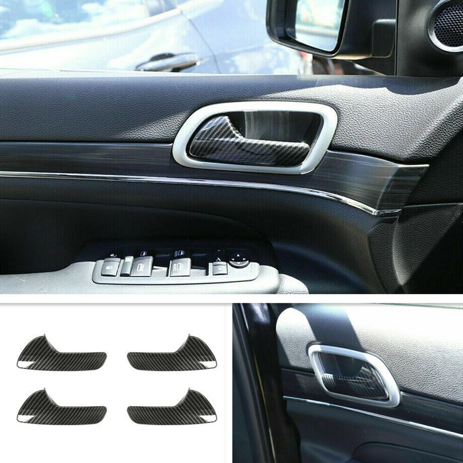 For 11-21 Jeep Grand Cherokee carbon Interior Door Handle Cover Trim Decor Strip