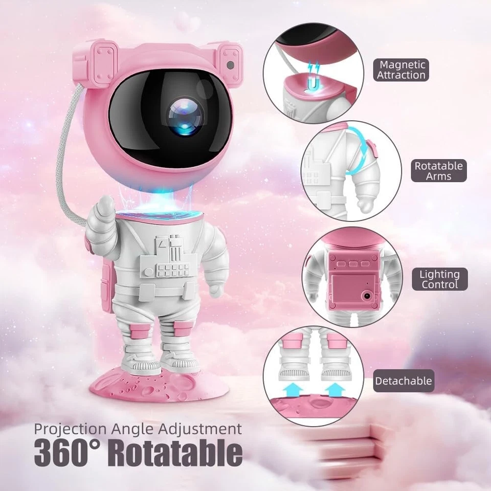Astronaut Galaxy Projector Night Light with Color Changing/Remote Control (Pink) - Image 4 of 4